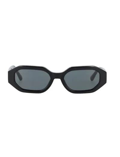 Attico The  X Linda Farrow Hexagonal Frame Sunglasses In Black