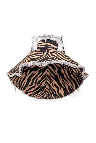 Attico Zebra Fringed Sun Hat In Multi