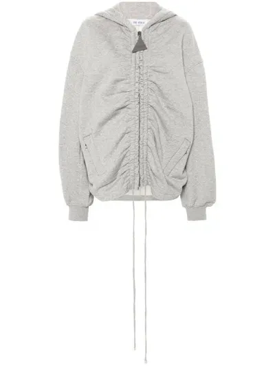 Attico The  Zipped Cotton Hoodie In Grey