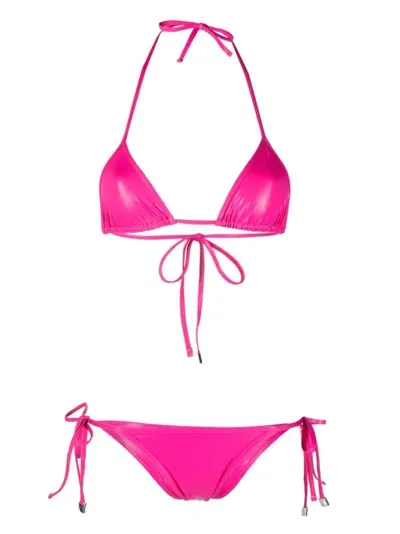 Attico Triangle Cup Side-tie Bikini In Pink