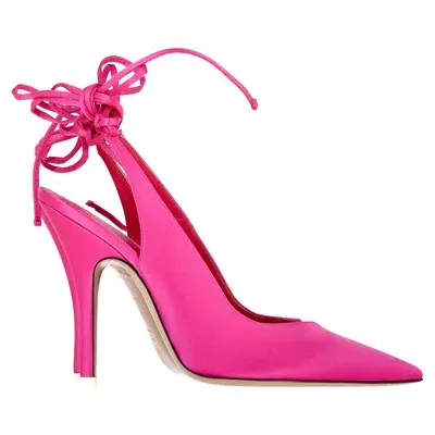 Attico Venus 105mm Satin Slingback Pumps In Pink