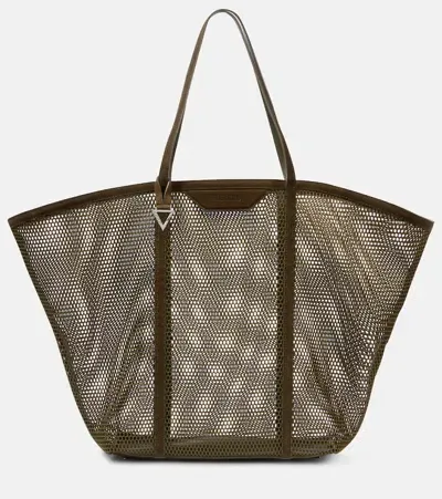 Attico Via Del Mare Net Tote Bag In Green