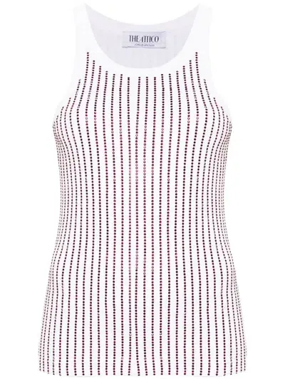 Attico Crystal-embellished Tank Top In White/red