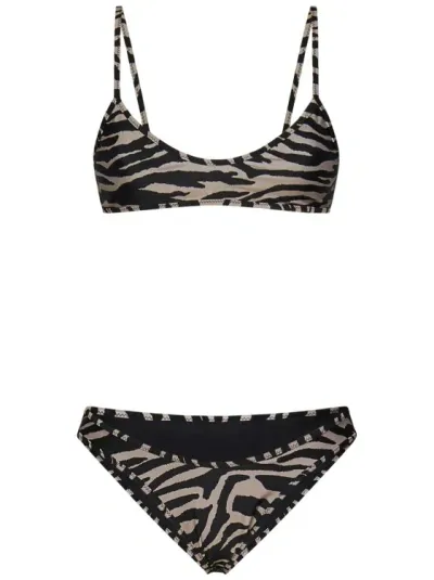 Attico Zebra-print Bikini In Black