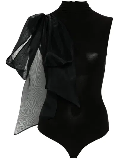 Atu Body Couture Draped-detail Bodysuit In Black