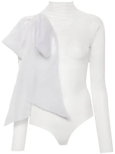 Atu Body Couture Draped-detail Bodysuit In White