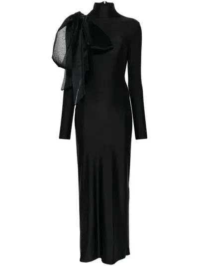 Atu Body Couture Draped-detail Maxi Dress In Black