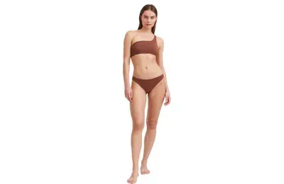 Au Naturel By Gottex Solid Reversible One Shoulder Bikini Swim Top In Dusk Mauve