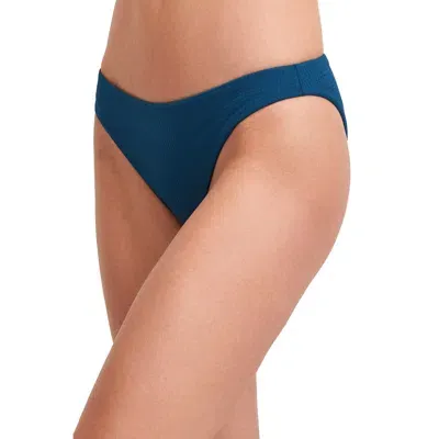 Au Naturel By Gottex Solid Texture Mid-rise Swim Bottom In Blue