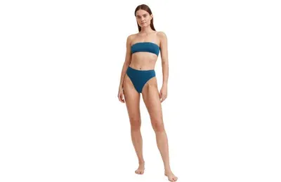 Au Naturel By Gottex Striped Print Bandeau Bra Swim Top In Dusk Blue