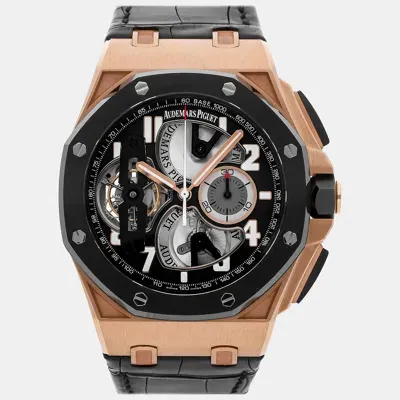 Pre-owned Audemars Piguet Black 18k Rose Gold Royal Oak Offshore Manual Winding Men's Wristwatch 44 Mm