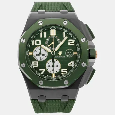 Pre-owned Audemars Piguet Green Ceramic Royal Oak Offshore Automatic Men's Wristwatch 44 Mm