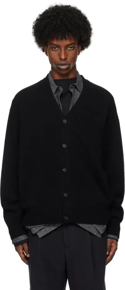 Auralee Black Baby Cashmere Knit Cardigan In Top Black