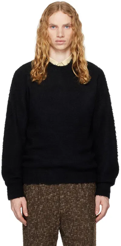 Auralee Black Brushed Wool Cashmere Silk Sweater