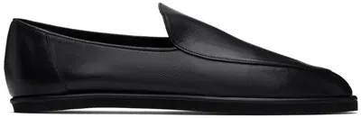 Auralee Black Leather Slip-on Loafers