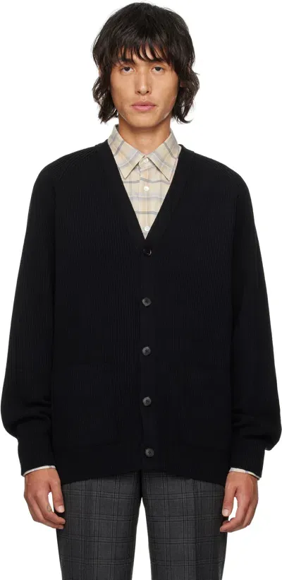 Auralee Black Super Fine Wool Cardigan