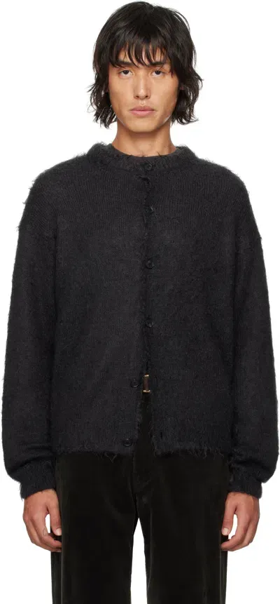 Auralee Black Super Kid Mohair Cardigan In Ink Black