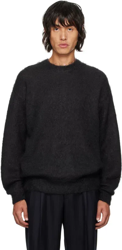 Auralee Black Super Kid Mohair Sweater In Ink Black