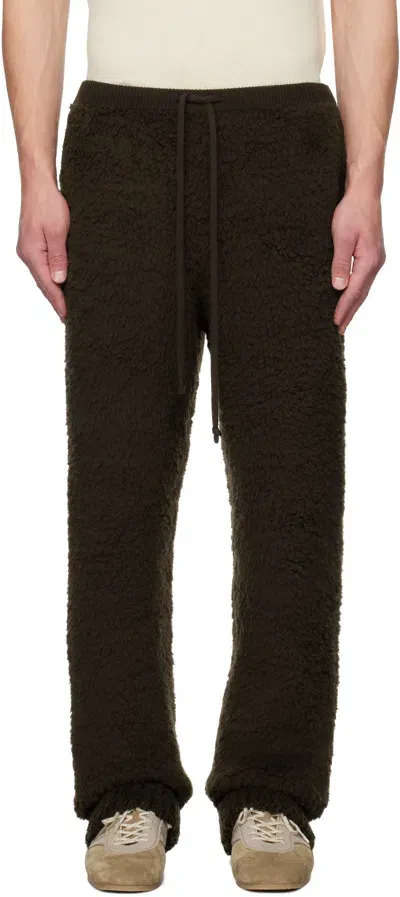 Auralee Brown Merino Wool Boa Knit Sweatpants In Dark Brown