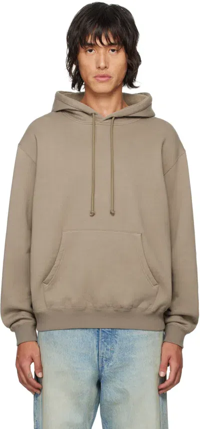 Auralee Brown Smooth Soft Sweat Hoodie In Olive Brown