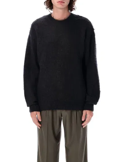 Auralee Brushed Super Kid Mohair Knit Sweater In Black