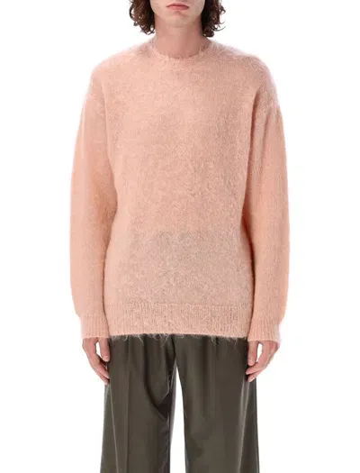 Auralee Brushed Super Kid Mohair Knit Sweater In Pink