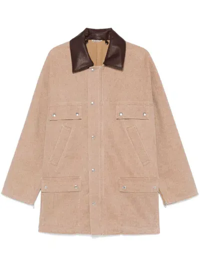 Auralee Canvas Coat In Light Brown