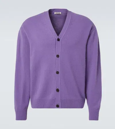 Auralee Cashmere Cardigan In Purple