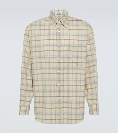 Auralee Checked Wool Shirt In Beige