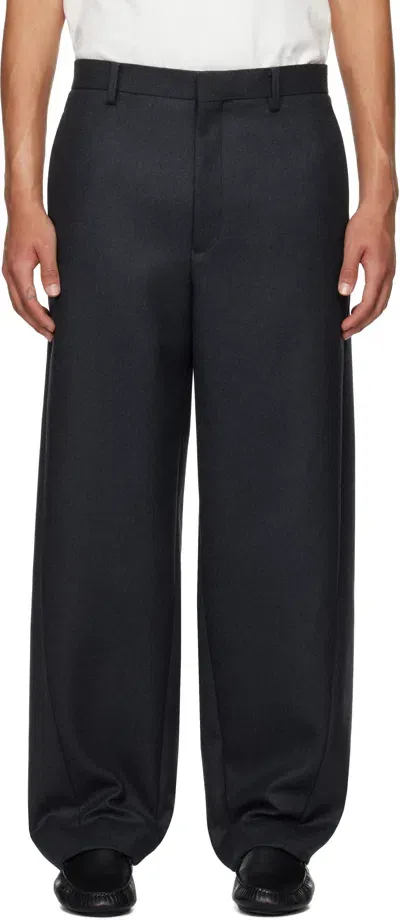 Auralee Gray Light Melton Trousers In Top Charcoal