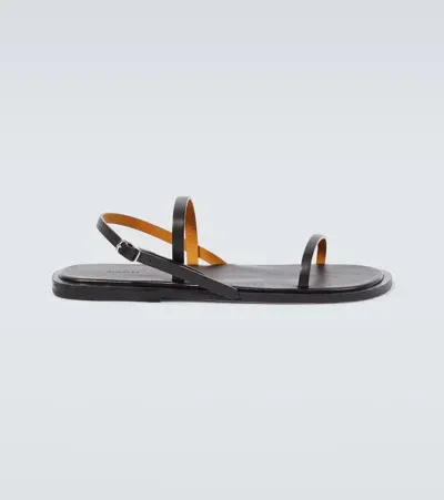 Auralee Leather Sandals In Black