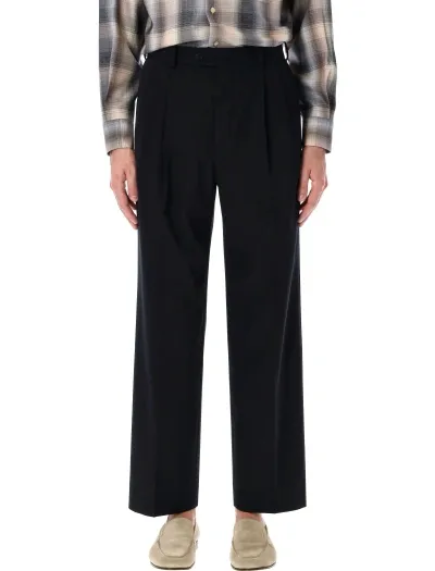 Auralee Light Wool Max Gabardine Two-tuck Slacks In Black