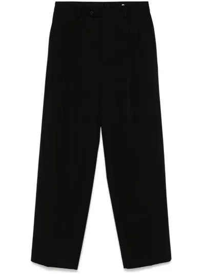 Auralee Pleated Wool Trousers In Black