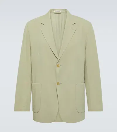 Auralee Single-breasted Cotton And Silk Blazer In Sage