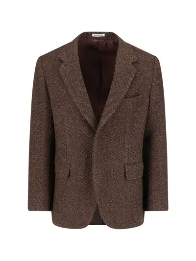 Auralee Single-breasted Jacket In Brown