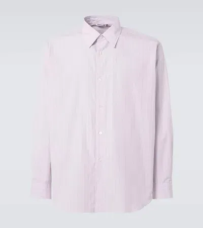 Auralee Striped Cotton Shirt In Light Pink