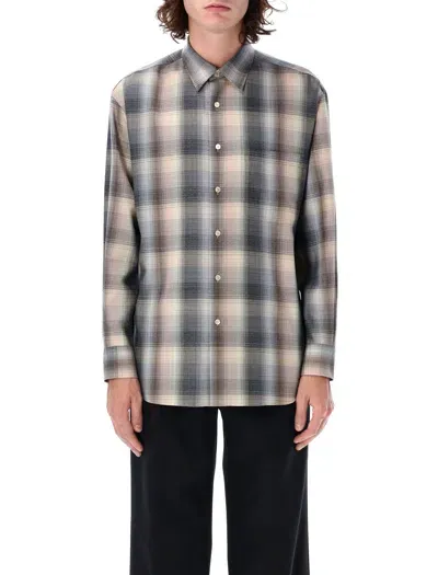 Auralee Super Light Wool Check Shirt In Multi