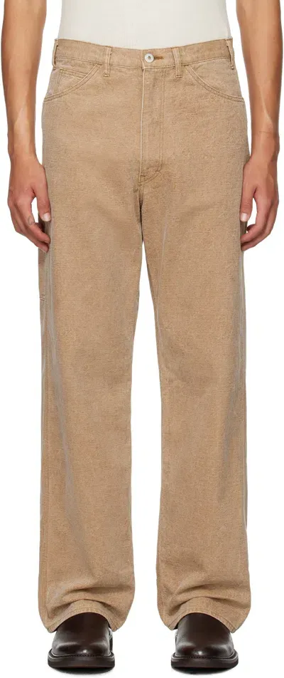 Auralee Cotton Canvas Straight Pants In Light Brown