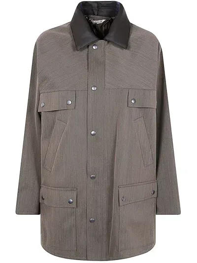 Auralee Wool Cavarly Twill Laminate Hunting Blouson In Brown