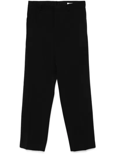 Auralee Wool Gabardine Trousers In Black