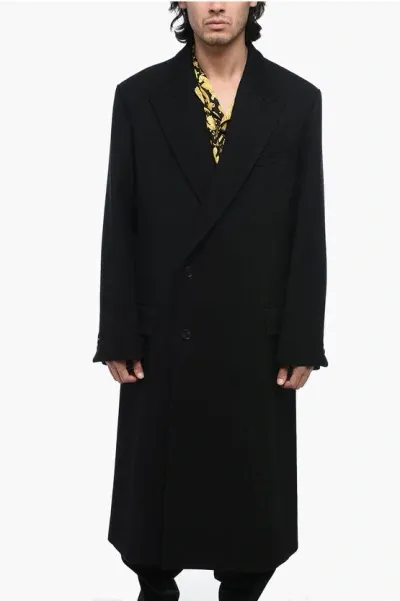 Auralee Double-weave Wool Coat In Schwarz