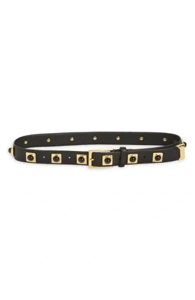 Aureum No. 2 Stud Leather Belt In Black Gold