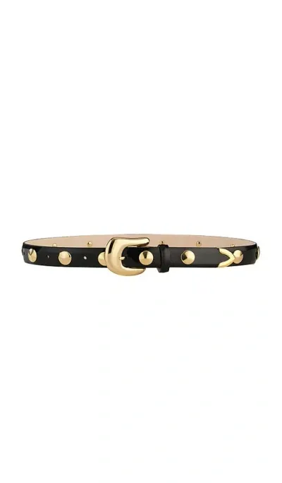 Aureum Patent Studded Belt In Black & Gold