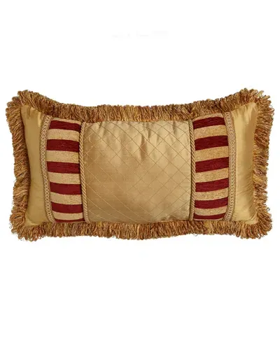 Austin Horn Collection Bellissimo Pieced Pillow With Fringe, 13" X 24" In Rust Red