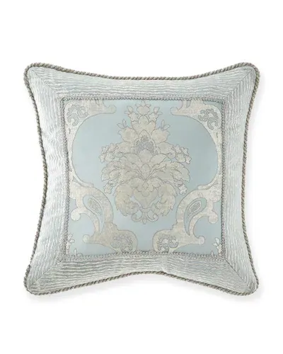 Austin Horn Collection Elizabeth 20" Framed Pillow In Turquoise/aqua