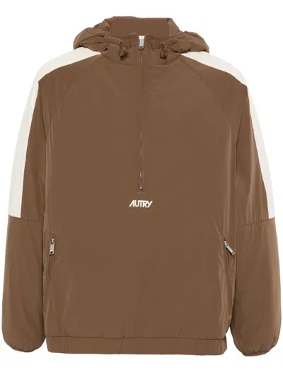 Autry Anorak Hoodie In Brown