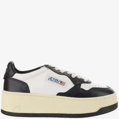 Autry Medalist Platform Leather Sneakers In Black