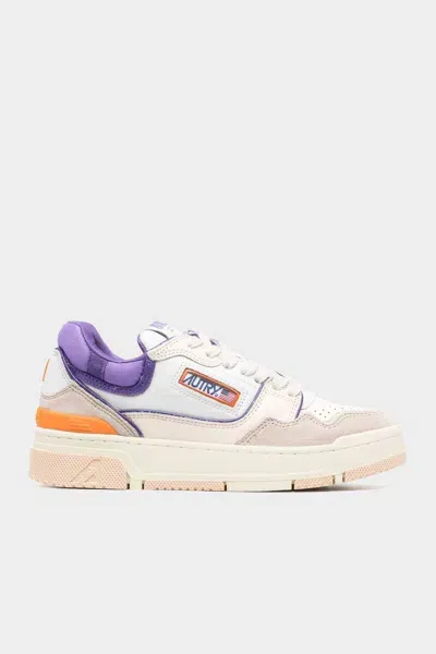 Autry Clc Leather Sneaker In Violet Beige In White