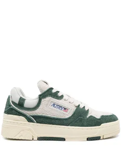 Autry Clc Low Leather And Suede Sneakers In Green