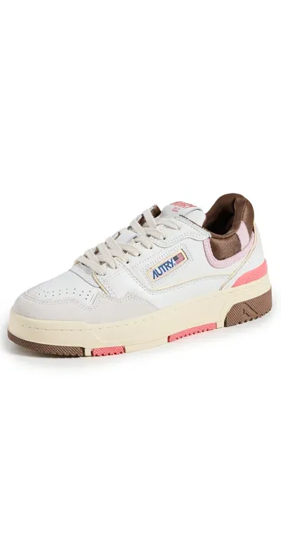 Autry Multi-material Low-top Sneakers With Contrast Heel Tab In Mult/mat Ptrdg/cable Pink